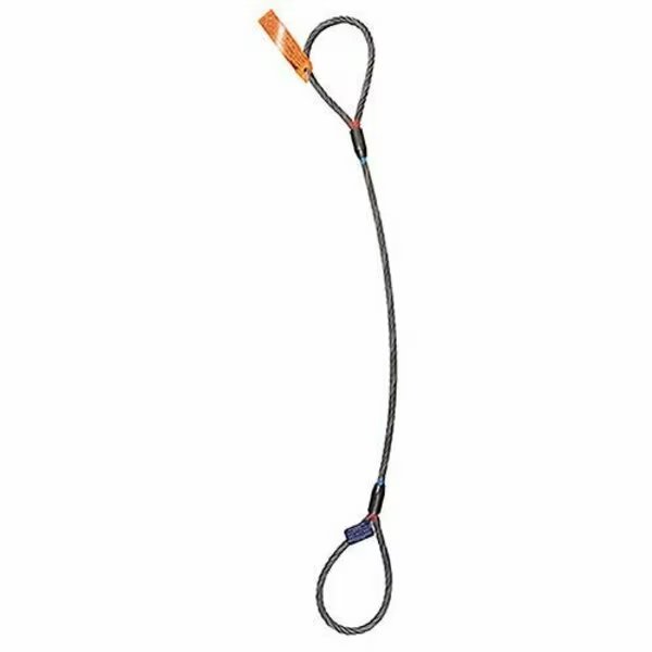 Sngl Leg Wire Rope Slng, 9/16 in dia, 8ft L, Eye and Eye Flemish Loop, 3.2 ton Capacity, Hsi, Mfr#: 105B9/16XD-08